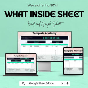 Bookkeeping Sheet Template | Excel & Google Sheets | Small Business Finance Tracker | Income Expense Log | Accounting Spreadsheet