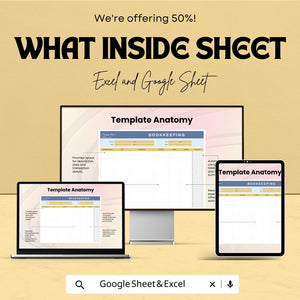 Blank Bookkeeping Spreadsheet Template | Google Sheets & Excel | Income Expense Tracker | Business Finance Log | Editable Accounting Sheet