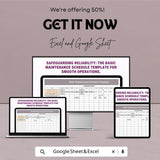 Basic Maintenance Schedule Template | Excel and Google Sheets | Task Scheduling & Efficiency Improvement