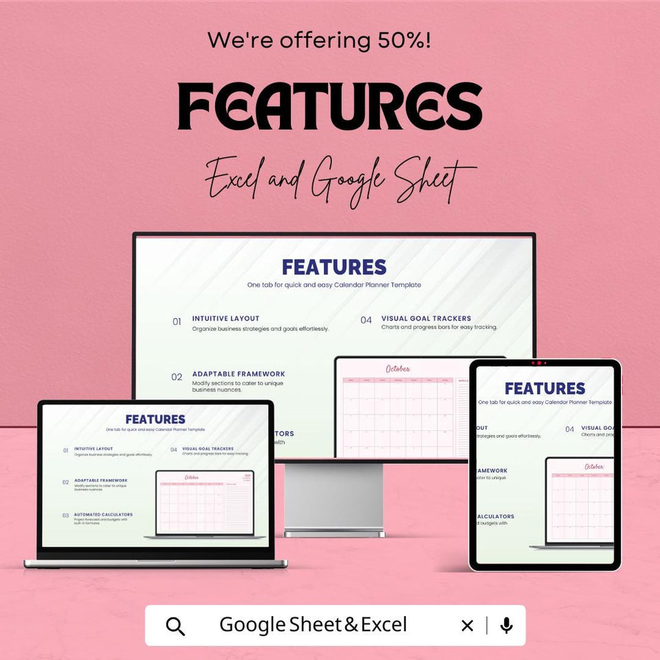 Calendar Planner Sheet - Excel and Google Sheets Template for Easy Monthly Scheduling