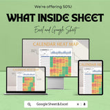 Dynamic Calendar Heat Map Sheet - Excel & Google Sheets Template for Data Analysis and Planning