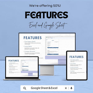 Simple Travel Agency Invoice Sheet - Excel and Google Sheets | Customizable Travel Invoice Template | Reservation & Payment Tracker