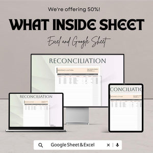 Reconciliation Sheet Template – Editable Excel & Google Sheet | Financial Reconciliation Tracker | Instant Download