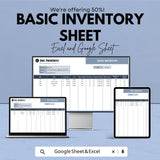 Basic Inventory Sheet Template | Excel & Google Sheets | Inventory Management Tool