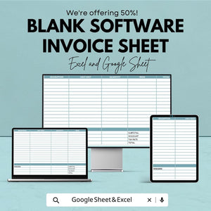 Blank Software Invoice Template - Customizable Excel & Google Sheets - Easy-to-Use for Software Companies