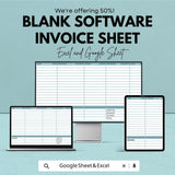 Blank Software Invoice Template - Customizable Excel & Google Sheets - Easy-to-Use for Software Companies