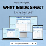 Blank Fillable Invoice Template - Customizable Excel & Google Sheets - Professional, Easy-to-Use
