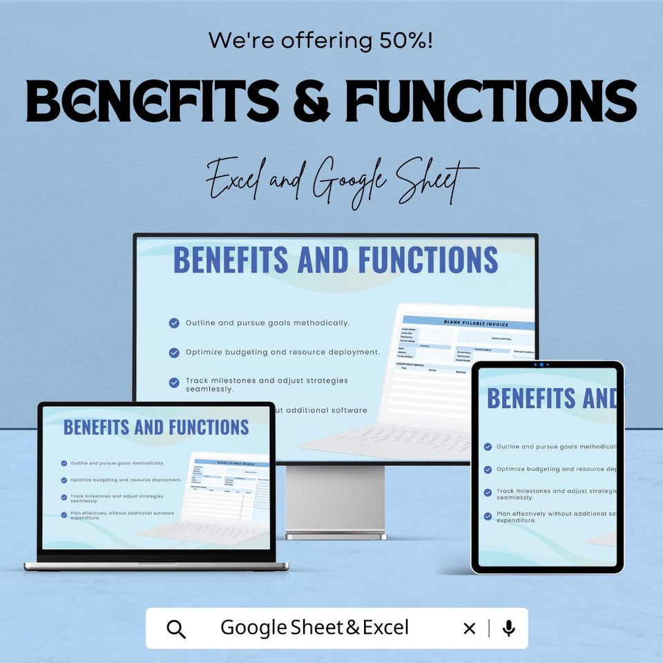 Blank Fillable Invoice Template - Customizable Excel & Google Sheets - Professional, Easy-to-Use