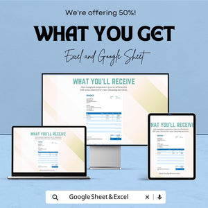 Blank Cleaning Service Invoice Template - Customizable Excel & Google Sheets - Professional, Easy-to-Use