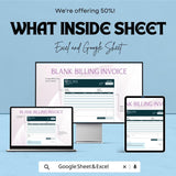 Blank Billing Invoice Sheet | Excel & Google Sheets Template | Invoice Generator | Customizable Billing Template | Instant Download