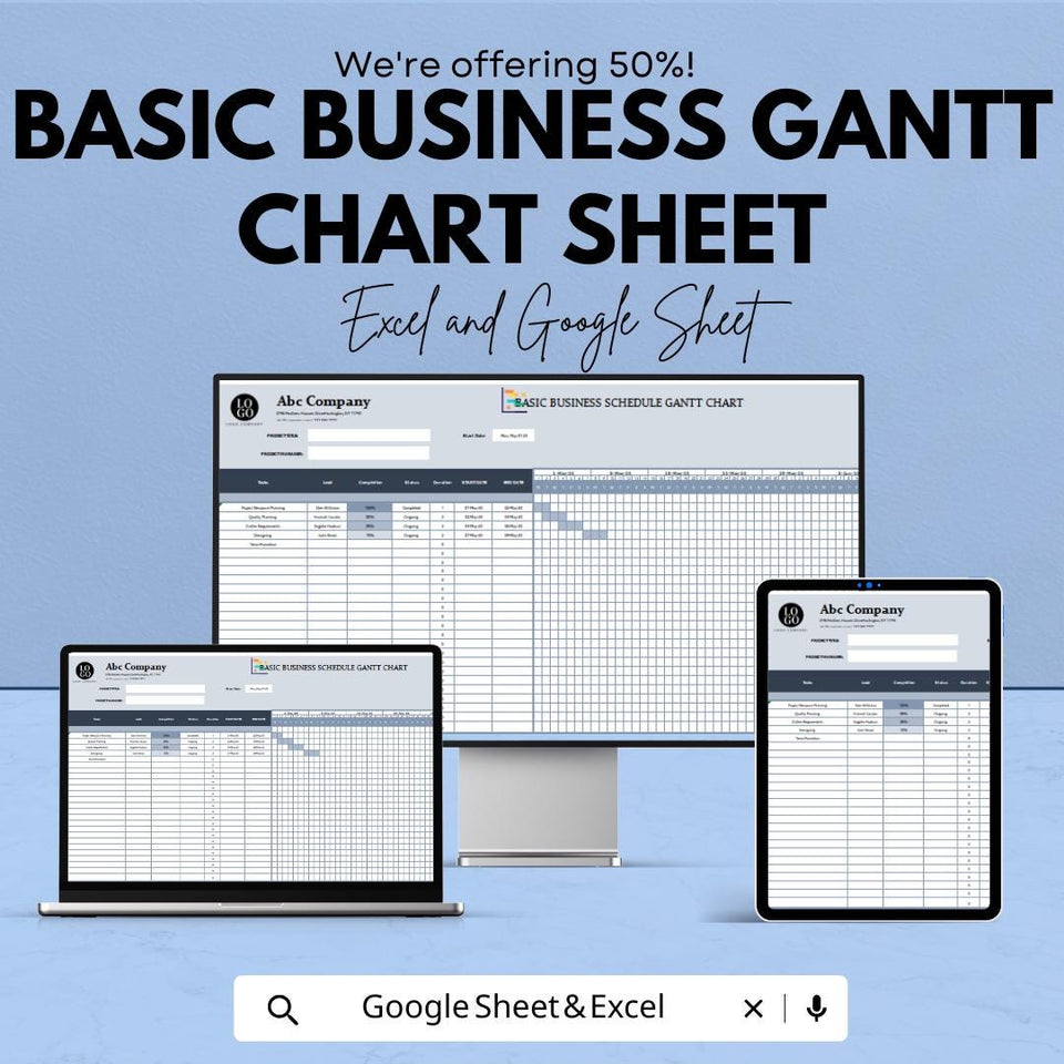 Business Gantt Chart Template | Project Planner Excel & Google Sheets | Timeline Tracker Spreadsheet | Instant Download