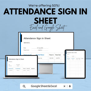 Attendance Sign-In Sheet | Excel & Google Sheets Template | Employee Attendance Tracker | Event Sign-In Sheet | Instant Download