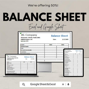 Balance Sheet Template | Financial Statement Excel & Google Sheets | Business Accounting Spreadsheet | Instant Download