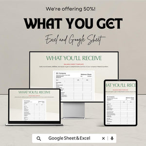 Balance Sheet Template | Financial Statement Excel & Google Sheets | Business Accounting Spreadsheet | Instant Download