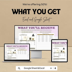 Balance Sheet Report Template - Excel & Google Sheets | Financial Analysis Tool | Budgeting and Accounting Spreadsheet