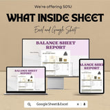 Balance Sheet Report Template - Excel & Google Sheets | Financial Analysis Tool | Budgeting and Accounting Spreadsheet
