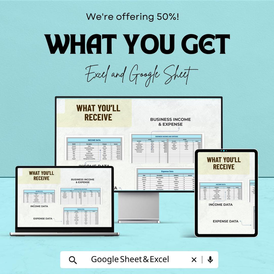 Animated Key Data Dashboard | Google Sheets and Excel Template | Interactive Business KPI Report | Expense Tracker & Income Report