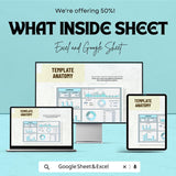 Animated Key Data Dashboard | Google Sheets and Excel Template | Interactive Business KPI Report | Expense Tracker & Income Report