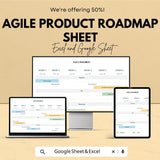 Agile Product Roadmap  - Excel & Google Sheet | Sprint Planning | Product Development Tracker | Task Prioritization Tool