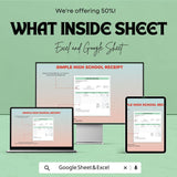 Simple High School Receipt Sheet - Excel & Google Sheets Template | Customizable School Payment Tracker | Easy Invoice for Tuition and Fees