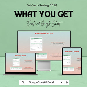 Simple High School Receipt Sheet - Excel & Google Sheets Template | Customizable School Payment Tracker | Easy Invoice for Tuition and Fees