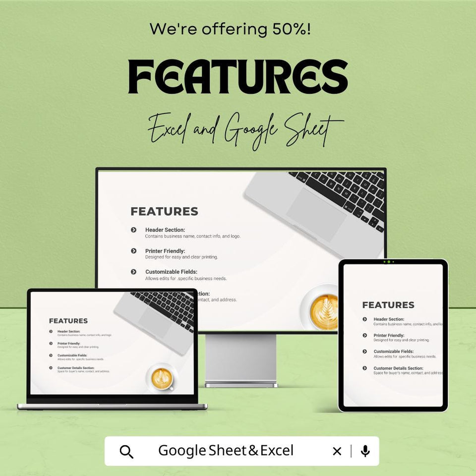 School Receipt Sheet - Excel & Google Sheets Template | Customizable Receipt for Tuition and Fees | Easy Invoice Management for Schools