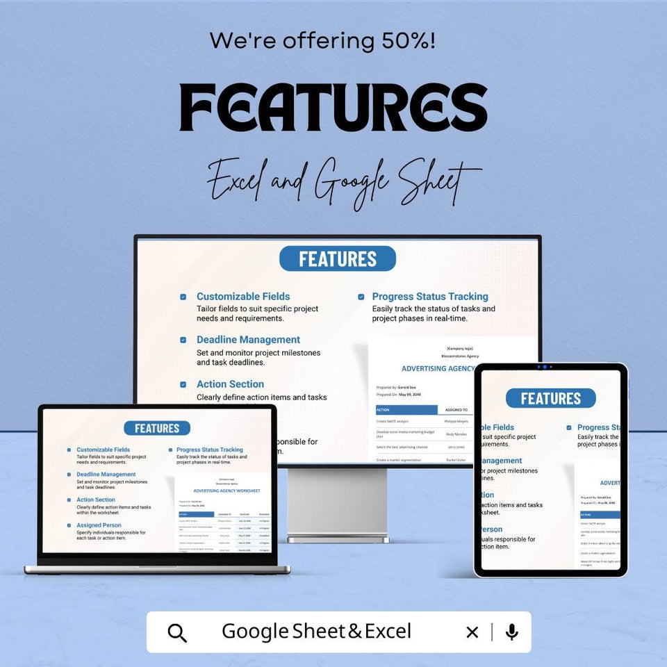 Advertising Agency Worksheet | Google Sheets Project Tracker | Campaign Management Template | Client Task Organizer | Editable Agency Sheet