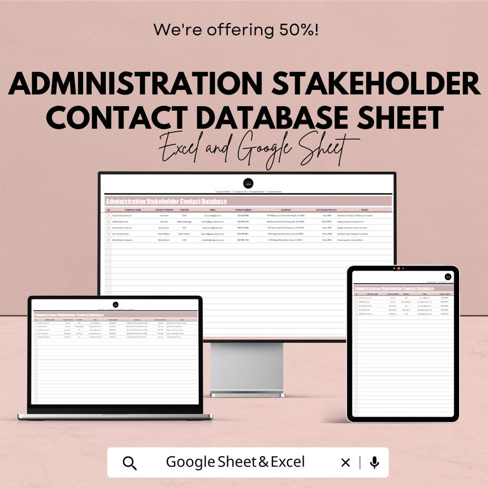 Administration Stakeholder Contact Database Sheet – Excel & Google Sheets Template for Organizing Contacts