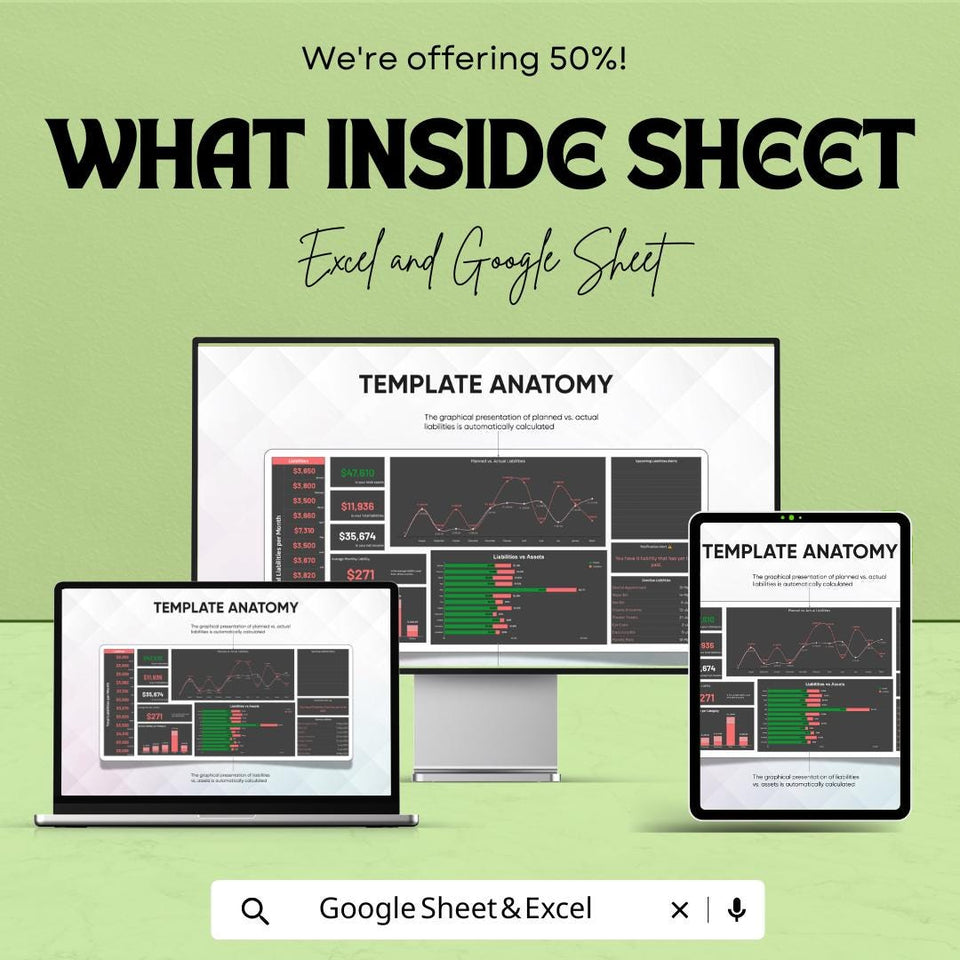 Administration Financial Dashboard – Excel and Google Sheets Template for Asset & Liability Tracking