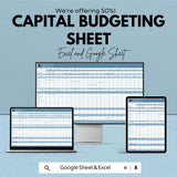 Capital Budgeting Spreadsheet | Excel & Google Sheets Template | Financial Planning and Investment Tool | Business Budgeting