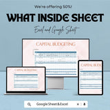 Capital Budgeting Spreadsheet | Excel & Google Sheets Template | Financial Planning and Investment Tool | Business Budgeting