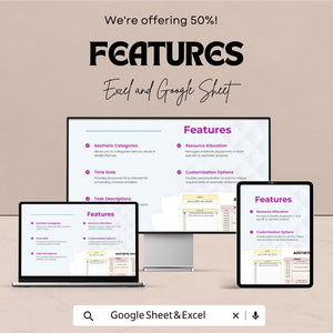 Aesthetic Schedule Sheet | Creative Task Planner | Excel & Google Sheet | Weekly Schedule Template | 50% Off