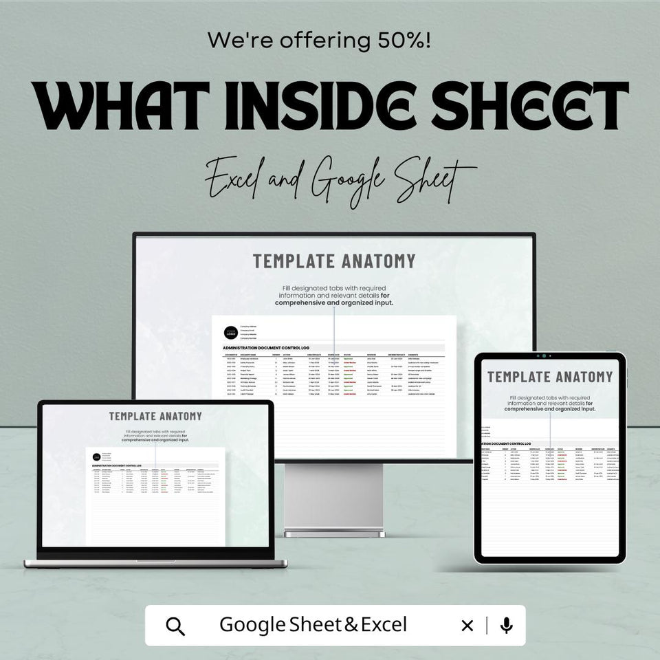 Administration Document Control Log Sheet – Excel & Google Sheets – Document Tracking, Approval Log, Revision History Tracker