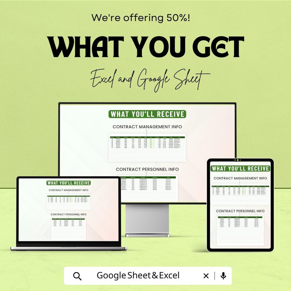 Administration Contract Management Database Sheet – Excel & Google Sheets – Contract Tracking, Renewal Reminders, and Compliance Tool