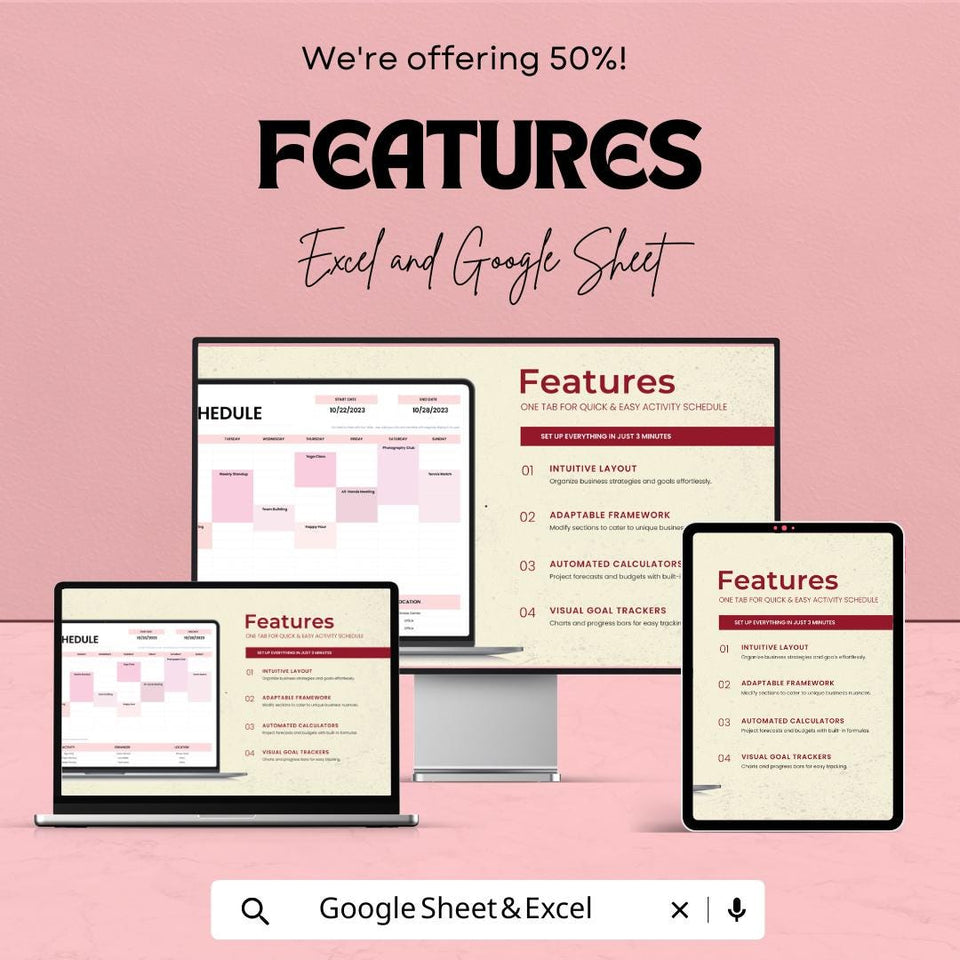 Activity Schedule Sheet | Excel & Google Sheet | Plan and Organize Your Weekly Activities | Editable Template for Easy Scheduling