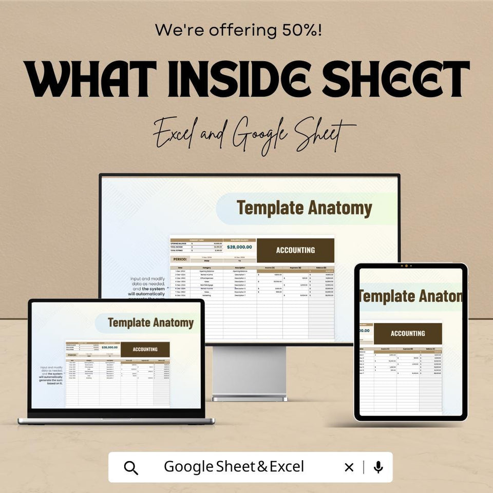 Accounting Sheet – Excel & Google Sheets – Income, Expenses, Balance Sheet – Financial Tracker for Small Business