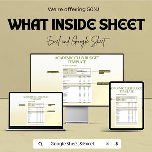 Academic Club Budget Sheet | Editable Excel & Google Sheets Template | School Club Finance Tracker | Budget Planner for Students