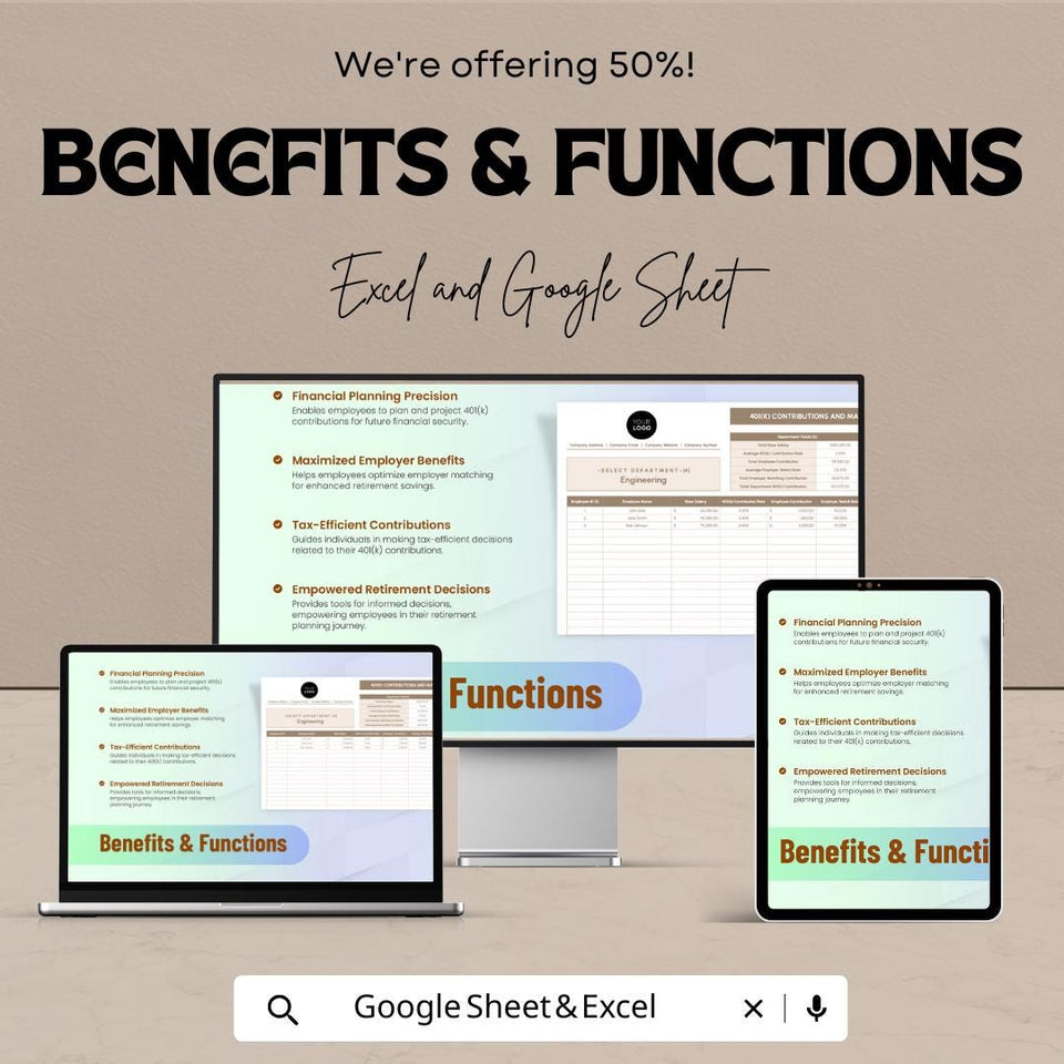 401(k) Contributions and Matching Calculator HR Sheet – Excel & Google Sheet – Employee Retirement Planning Tool – Tax, Matching