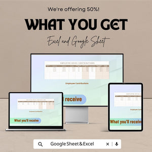 401(k) Contributions and Matching Calculator HR Sheet – Excel & Google Sheet – Employee Retirement Planning Tool – Tax, Matching