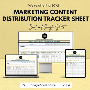 Marketing Content Distribution Tracker | Excel and Google Sheets Template | Social Media & Content Strategy Planner