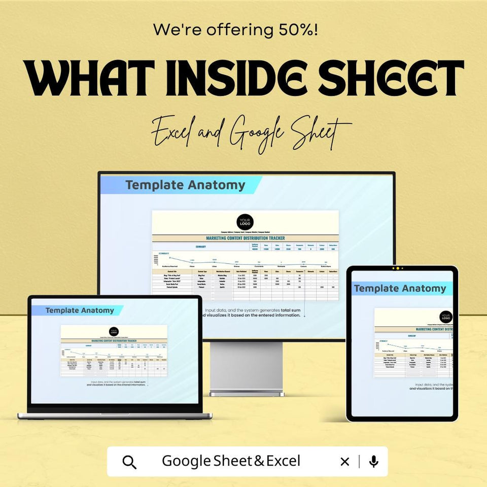 Marketing Content Distribution Tracker | Excel and Google Sheets Template | Social Media & Content Strategy Planner