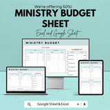 Ministry Budget Sheet | Church and Nonprofit Financial Planner | Excel and Google Sheets | Income and Expense Tracker | Instant Download
