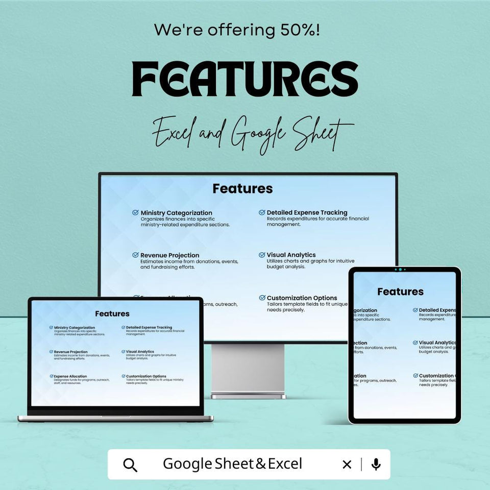 Ministry Budget Sheet | Church and Nonprofit Financial Planner | Excel and Google Sheets | Income and Expense Tracker | Instant Download