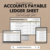 Accounts Payable Ledger Sheet | Excel & Google Sheet | Track Vendor Payments