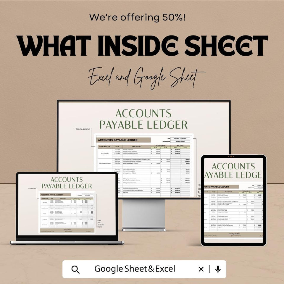 Accounts Payable Ledger Sheet | Excel & Google Sheet | Track Vendor Payments