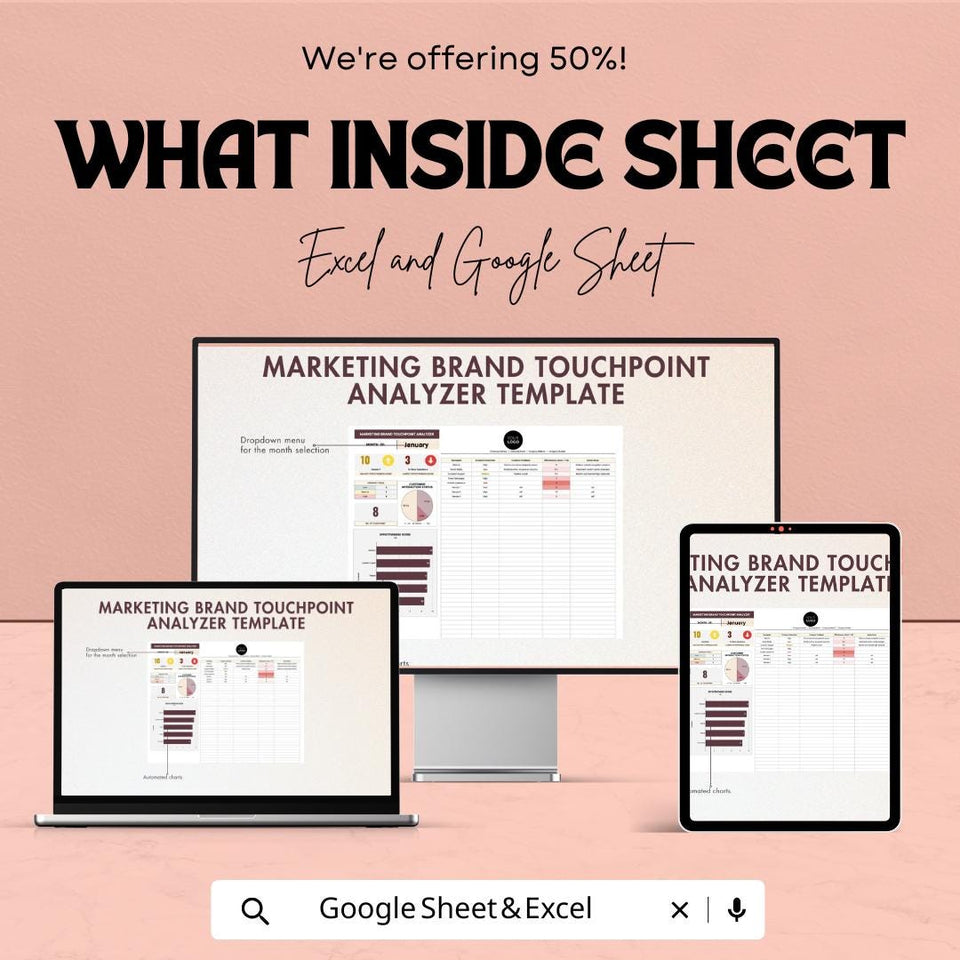 Marketing Brand Touchpoint Analyzer Sheet | Excel and Google Sheets Template for Brand Strategy | Customer Interaction Tracking & Analysis |