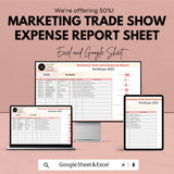 Marketing Trade Show Expense Report Sheet | Budget Tracker for Events | Excel and Google Sheet | Customizable Template for Exhibitors |