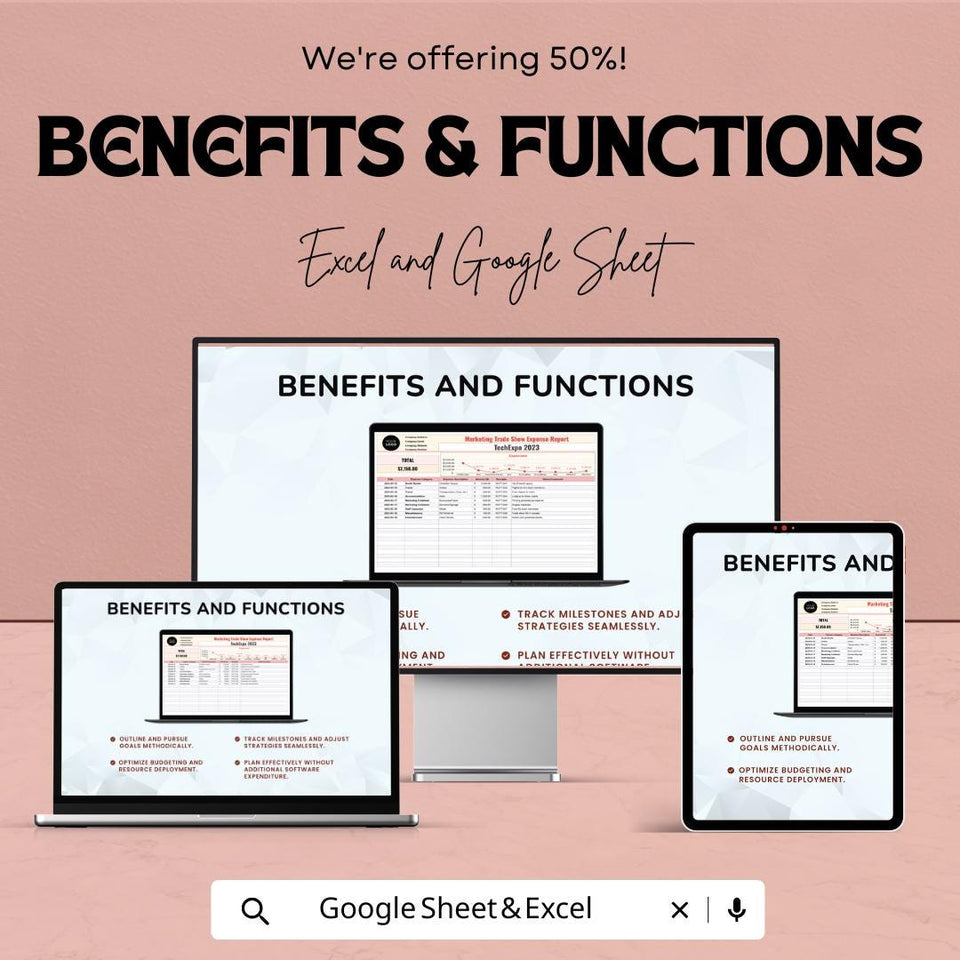 Marketing Trade Show Expense Report Sheet | Budget Tracker for Events | Excel and Google Sheet | Customizable Template for Exhibitors |