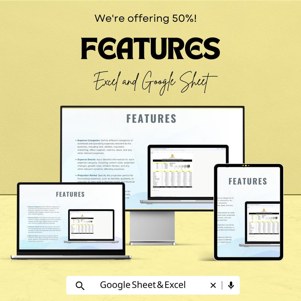 Overhead and Operating Expense Projection Sheet - Google Sheets Template for Budget Planning, Financial Forecasting, Expense Management