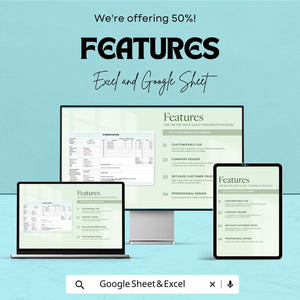 Standard Invoice Sheet - Excel & Google Sheets Template | Professional and Customizable Invoice Tracker | 50% Off